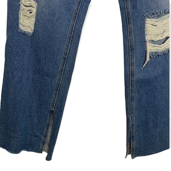NWT Avec Les Filles Distressed High Rise Raw Hem  Slit Jean - Picture 6 of 8